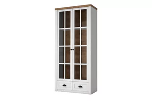Witryna LEMAS biały/ciemny dąb, 90x198x43, płyta wiórowa/płyta MDF - Witryny - miniaturka - grafika 1