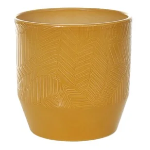 Osłonka ceramiczna 17 cm ciemny curry lazur Cermax - Donice - miniaturka - grafika 1