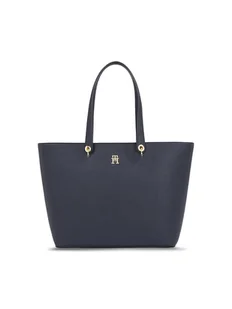 Tommy Hilfiger Torebka Emblem Shopper AW0AW15178 Granatowy - Torebki damskie - miniaturka - grafika 1
