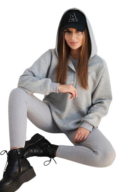 Komplet 3 w 1 bluza, top i legginsy szary