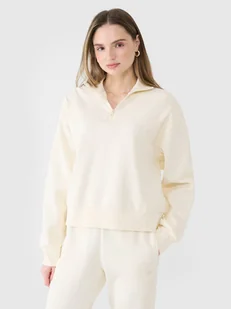 4F Bluza dresowa nierozpinana bez kaptura damska - biała L - Bluzy damskie - miniaturka - grafika 1