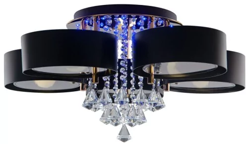 MLAMP Glamour LAMPA sufitowa ELMDRS8006/5 TR BL MLAMP metalowa OPRAWA z pilotem kryształki złote czarne ELMDRS8006/5 TR BL