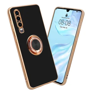 Pokrowiec Do Huawei P30 Etui w Glossy Czarny - Złoto magnetycznym Obudowa Case Cover Ochronny Cadorabo - Etui i futerały do telefonów - miniaturka - grafika 1