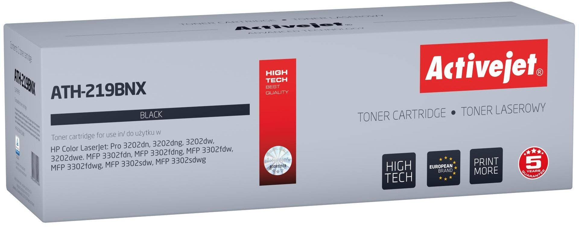 Activejet ATH-219BNX Toner zamiennik HP 219X W2190X; Supreme; 3200 stron; czarny z chipem