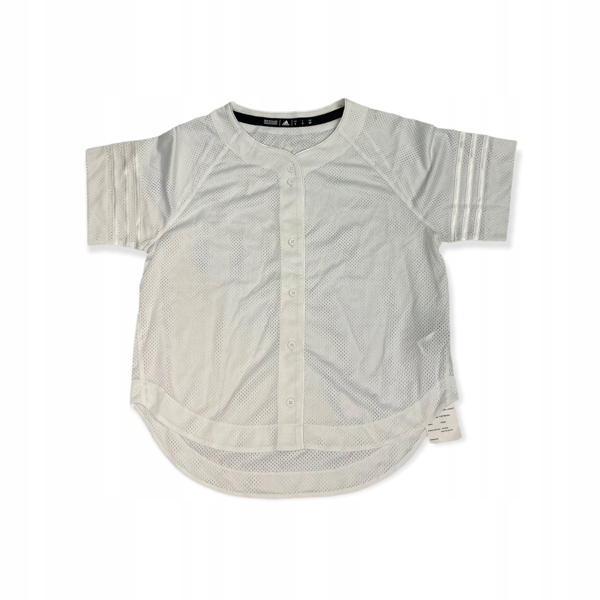 Rozpinany biały t-shirt damski ADIDAS S