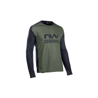 Koszulki sportowe męskie - Koszulka rowerowa mtb NORTHWAVE EDGE Jersey LS zielona - grafika 1
