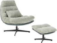 Fotele i krzesła biurowe - Beliani Fotel obrotowy TOVIK Z podnóżkiem Jasnozielony - miniaturka - grafika 1