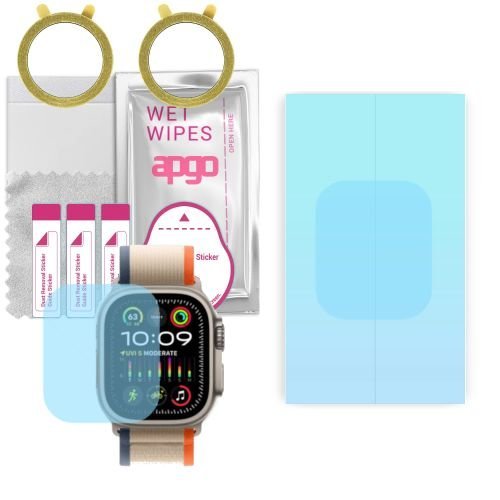 2x folia ochronna hydrożelowa do Apple Watch Ultra 2 - apgo HD HQ FLEX Smartwatch Hydrogel Protection Ochrona na ekran smartwatcha