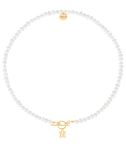 Naszyjnik z pereł z pozłacaną literką 40 cm I - Naszyjniki - miniaturka - grafika 1