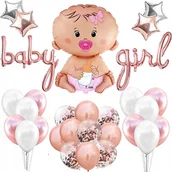Baby shower i roczek - BALONY BABY SHOWER DZIEWCZYNKA ROCZEK CHRZEST BABY GIRL BALON BOBAS - miniaturka - grafika 1