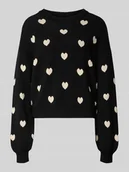 Swetry damskie - Sweter z dzianiny z bufiastymi rękawami model ‘CHARLOTT’ - miniaturka - grafika 1