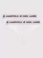 Majtki damskie - KARL LAGERFELD Komplet 2 par stringów Logo Set 211W2126 Biały - miniaturka - grafika 1