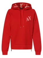 Bluzy damskie - Armani Exchange - Damska bluza z kapturem, czerwony - miniaturka - grafika 1