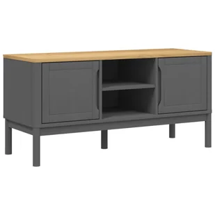 vidaXL Szafka pod TV FLORO szara 114x43x55 cm lite drewno sosnowe - Szafki RTV - miniaturka - grafika 1