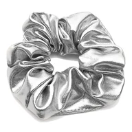 Ozdoby do włosów - Gumka frotka scrunchie do włosów bez łączeń błyszcząca srebrna elegancka - miniaturka - grafika 1