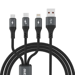 Kabel Dudao L3E 3 w 1 60W MicroUSB USB-C Lightning 1,2m - czarna - Kable USB - miniaturka - grafika 1