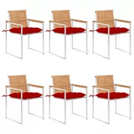 Meble ogrodowe - Krzesła Ogrodowe Z Poduszkami, 6 Szt., Lite Drewno Tekowe - miniaturka - grafika 1