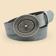 Paski - TEMU Damski Pasek Vintage z Ozdobną Muszlą - Szerokość 3.8cm, Opcje Zielone i Szare, Idealny do Jeansów, Koszul i Sukienek, Od Casualu do Formalnego - miniaturka - grafika 1