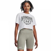 Koszulki i topy damskie - Damski t-shirt z nadrukiem Under Armour UA Collegiate Crest Crop SS - biały - miniaturka - grafika 1