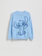 Swetry dla dziewczynek - Reserved - Sweter Lilo i Stitch z wiskozą - jasnoniebieski - miniaturka - grafika 1