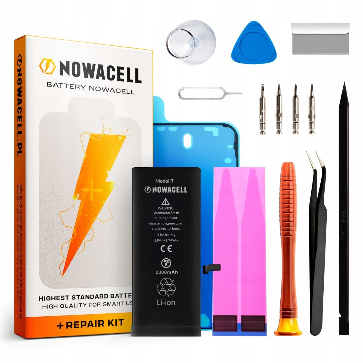 Bateria do iPhone 7 Większa Pojemność 2300 mAh Zestaw NOWACELL