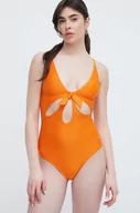 Stroje kąpielowe - Pepe Jeans jednoczęściowy strój kąpielowy kolor pomarańczowy miękka miseczka - miniaturka - grafika 1
