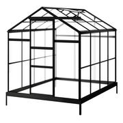 Szklarnie ogrodowe - Szklarnia ogrodowa aluminiowa poliwęglanowa 4,51 m2 czterosekcyjna z fundamentem 184x245 cm czarna - miniaturka - grafika 1