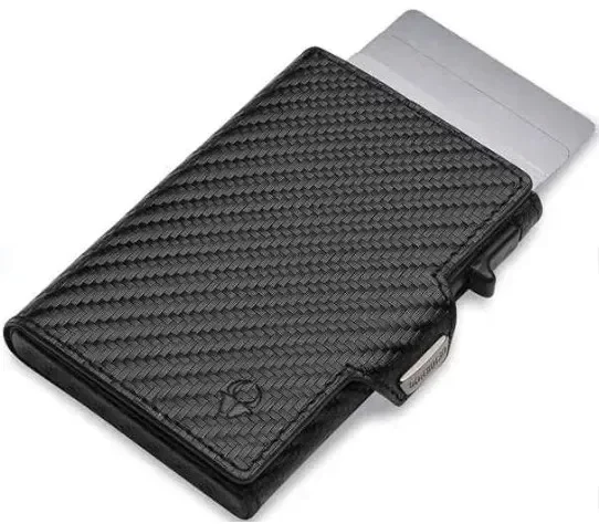 Portfel męski skórzany rfid czarny carbon slim