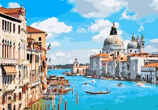 Artnapi 40x50cm Obraz Do Malowania Po Numerach Na Drewnianej Ramie - Canal Grande w Wenecji - Malowanie po numerach - miniaturka - grafika 1