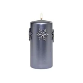 Świece - Świeca pieńkowa Christmas Time 15 cm szara metalik - miniaturka - grafika 1