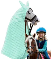 Maskotki i pluszaki - Stylowa Miętowa Peleryna dla Hobby Horse Kocyk + Nauszniki ubranko konika - miniaturka - grafika 1