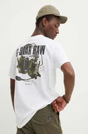 Koszulki męskie - G-Star Raw t-shirt bawełniany męski kolor biały z nadrukiem D24687-C372 - miniaturka - grafika 1