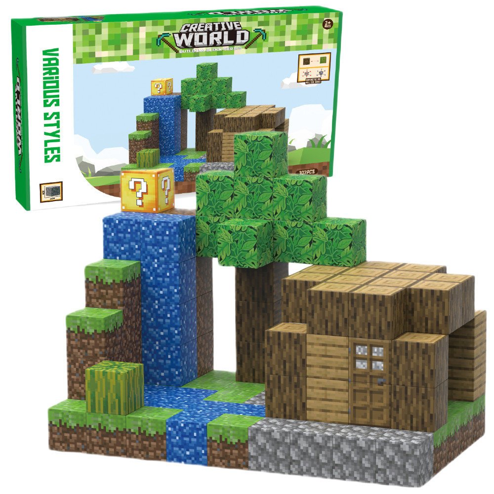Creative World Zestaw Klocki Magnetyczne Domek drewniany przy Wodospadzie 107 el. JM805