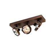 Lampy sufitowe - QAZQA Designerski reflektor punktowy w kolorze ciemnego brązu  regulowany  3-punktowy - Go - miniaturka - grafika 1