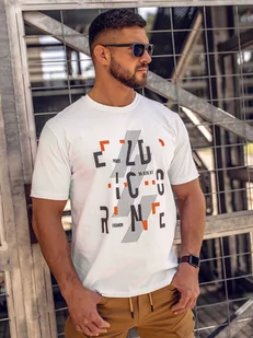 Biały bawełniany t-shirt męski z nadrukiem Bolf 14752A - Koszulki męskie - miniaturka - grafika 1