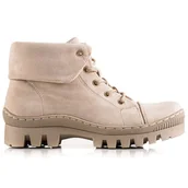 Botki damskie - S. BARSKI Beżowe traperki S.Barski beżowy - miniaturka - grafika 1