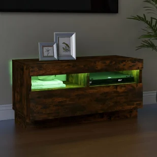 Lumarko Szafka pod TV z oświetleniem LED, przydymiony dąb, 80x35x40 cm - Szafki RTV - miniaturka - grafika 5