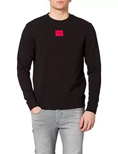 HUGO Męska bluza Diragol212 z bawełny Terry z czerwoną etykietą z logo, czarny (Black1), S - Bluzy męskie - miniaturka - grafika 1