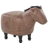 Krzesła - Beliani Pufa zwierzak ekoskóra brązowa HORSE - miniaturka - grafika 1