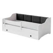Łóżka dla dzieci i młodzieży - Łóżko dziecięce ERYK z szufladą i barierką 160x80 panel czarny - miniaturka - grafika 1