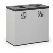 Kosze biurowe - Wewnętrzny kosz do segregacji śmieci, 2x stojak na worki 60 l, szary/ciemnoszary - miniaturka - grafika 1