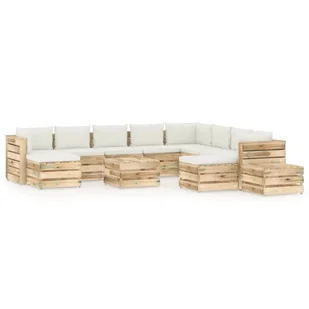 12-cz. zestaw wypoczynkowy do ogrodu, z poduszkami, drewniany - Meble ogrodowe - miniaturka - grafika 1