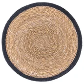 Obrusy i serwetki - Podkładka na stół z trawy morskiej z czarną lamówką śr. 30 cm - miniaturka - grafika 1