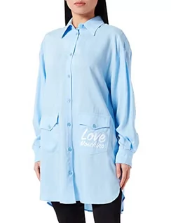 Koszulki i topy damskie - Love Moschino Damska koszulka Relaxed Fit z długim rękawem z nadrukiem Love, jasnoniebieski, 42 - grafika 1