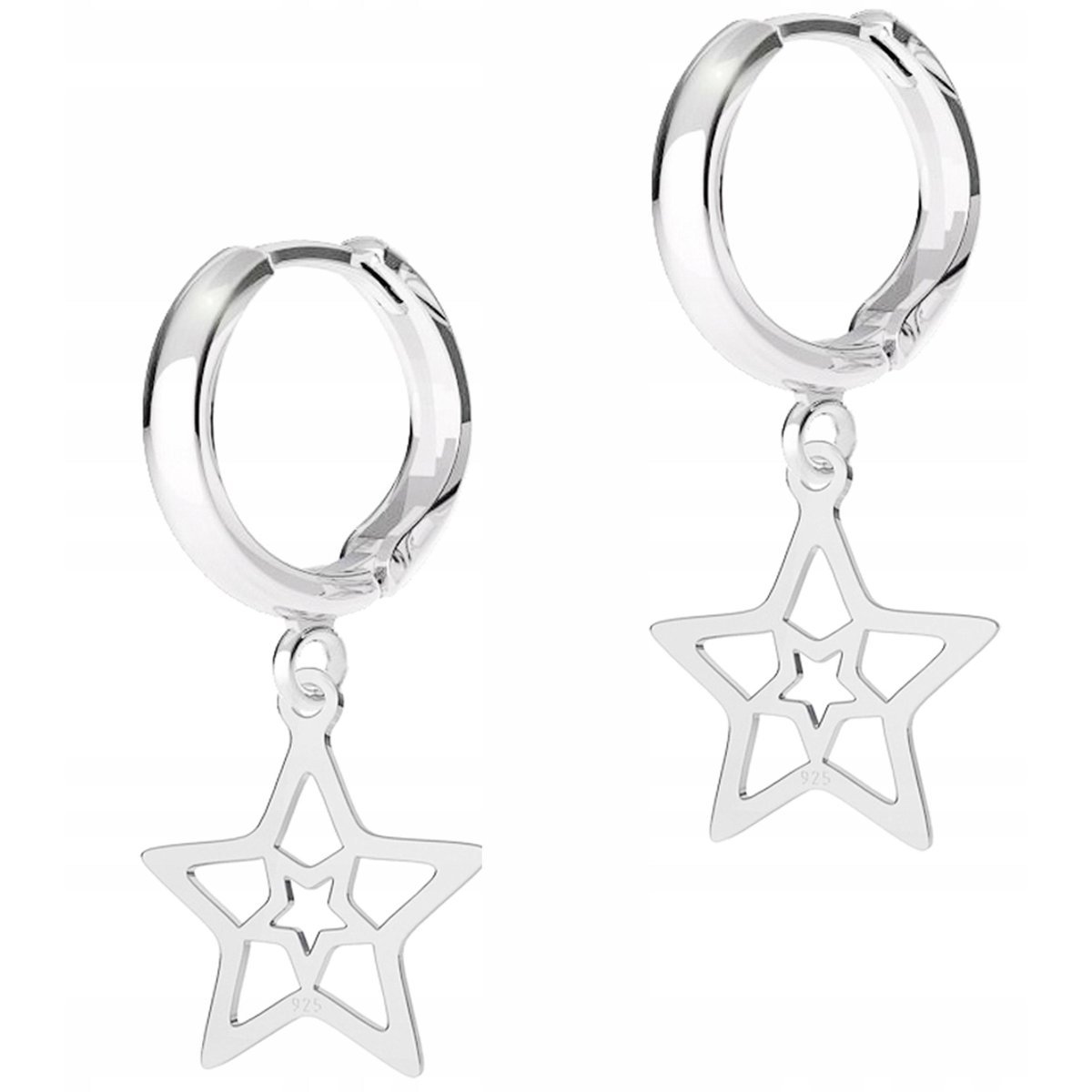 Kolczyki Srebrne Blaszki z Gwiazdami Star Gwiazdy Gwiazdki SREBRO 925
