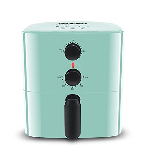 Elite Gourmet EAF-3218BL osobista frytkownica na gorące powietrze, elektryczna, kompaktowa, zajmuje mało miejsca, bezolejowe, zdrowe gotowanie, timer i regulacja temperatury, bez PFOA, 700 W, z