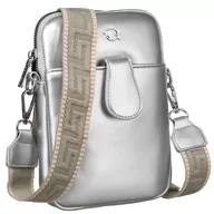 Torebki damskie - Saszetka miejska damska 2w1 na ramię na biodra nerka damska na telefon skóra ekologiczna Rovicky, srebrny - miniaturka - grafika 1