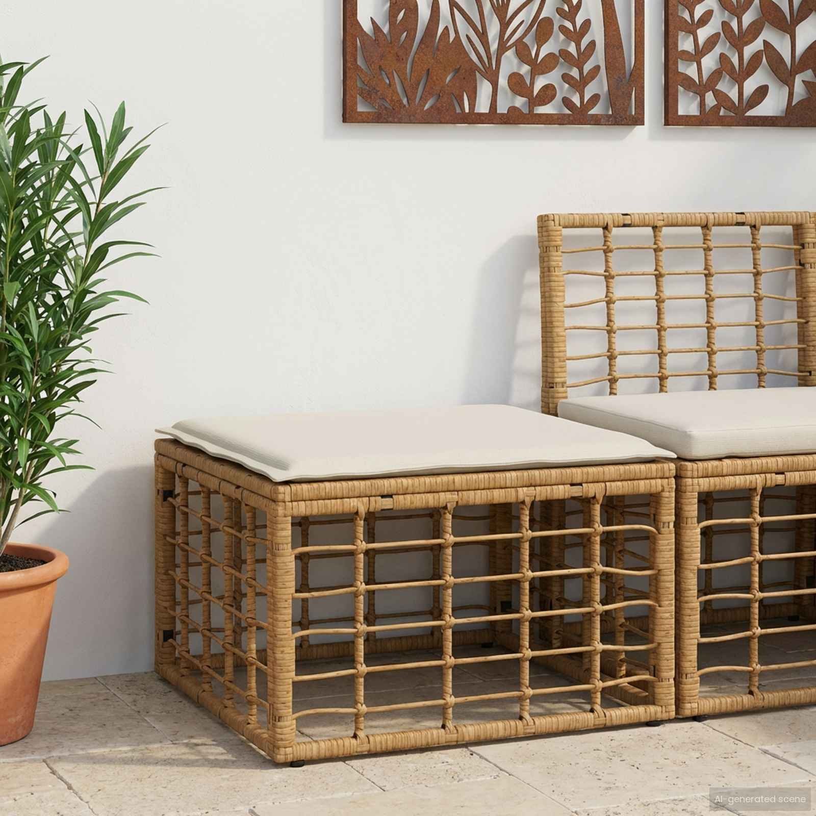 vidaXL Pufa ogrodowa z poduszką 55 x 55 x 37 cm polirattan 42026738