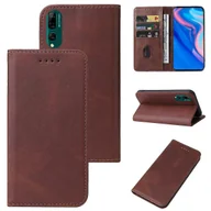 Etui i futerały do telefonów - Dla Huawei Y9 Prime 2019 Magnetyczne zamknięcie skórzane etui na telefon Brown - miniaturka - grafika 1