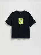 Koszulki dla chłopców - Reserved - Bawełniany t-shirt basic - czarny - miniaturka - grafika 1